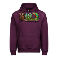 Mauve Wine Peace Love Chameleon Lizard Urban Hoodie - LillyAllenDesigns