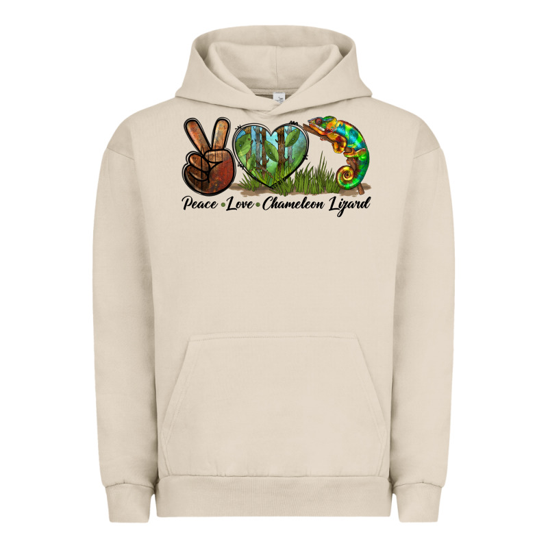 Peace Love Chameleon Lizard Urban Hoodie by LillyAllenDesigns | Teevron