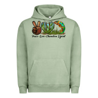 Pigment Oil Green Peace Love Chameleon Lizard Urban Hoodie - LillyAllenDesigns