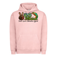 Pigment Salmon Peace Love Chameleon Lizard Urban Hoodie - LillyAllenDesigns