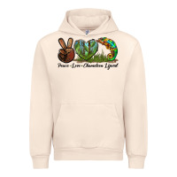 Sandshell Peace Love Chameleon Lizard Urban Hoodie - LillyAllenDesigns