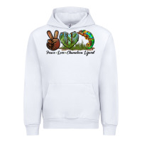 White Peace Love Chameleon Lizard Urban Hoodie - LillyAllenDesigns