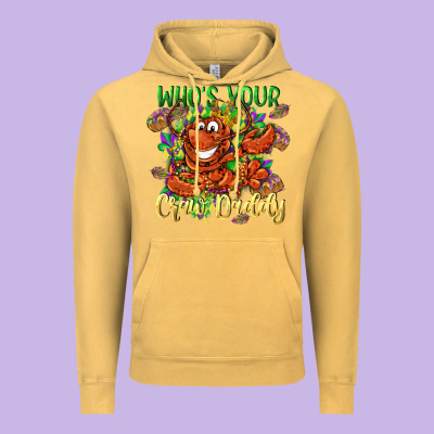Who's Your Craw Daddy Mardi Gras Vintage Hoodie Designed By Lillyallendesigns