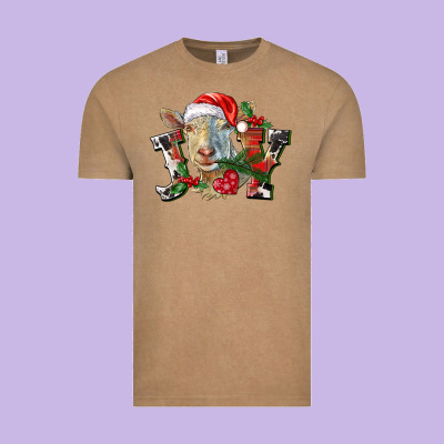 Joy Christmas Goat Vintage Tee Designed By Lillyallendesigns