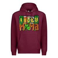 Burgundy St. Patrick's lucky mama Premium Hoodie - OliviaCreatesArt