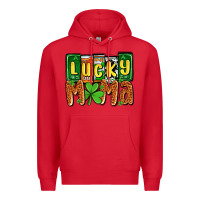 Red St. Patrick's lucky mama Premium Hoodie - OliviaCreatesArt