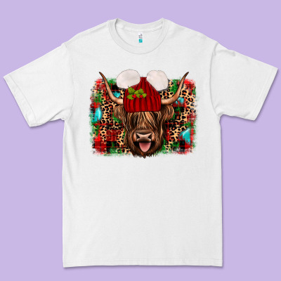 Highland Cow Christmas Premium Tee Designed By Jahusdesignshop