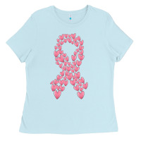 Baby Blue breast cancer ribbon Ladies Tee - MaliasSmallBusiness