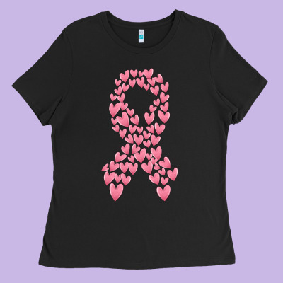 Breast Cancer Ribbon Ladies Tee Designed By Maliassmallbusiness