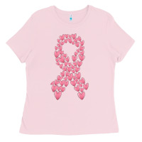 Bubblegum Pink breast cancer ribbon Ladies Tee - MaliasSmallBusiness