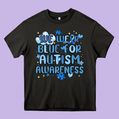 We Wear Blue For Autism Awareness Heavy Core Tee Designed By Maliassmallbusiness