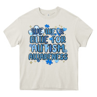 Cream we wear blue for autism awareness Heavy Core Tee - MaliasSmallBusiness
