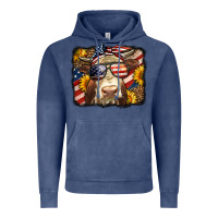 Vintage Denim Western 4th Of July Cow Background Vintage Hoodie - LillyAllenDesigns