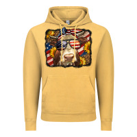 Vintage Mustard Western 4th Of July Cow Background Vintage Hoodie - LillyAllenDesigns