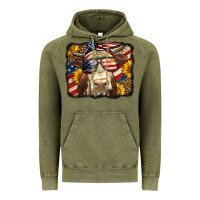 Vintage Olive Western 4th Of July Cow Background Vintage Hoodie - LillyAllenDesigns