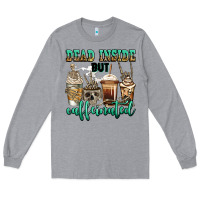 Heather Grey dead inside but caffeinated skeleton coffee cups Long Sleeve Tee - Jasminsmagicworld