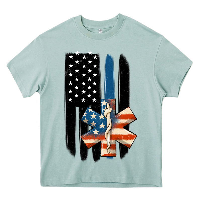 Ems American Flag Heavy Core Tee by MaliasSmallBusiness | Teevron