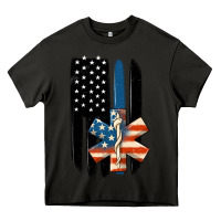 Asphalt ems american flag Heavy Core Tee - MaliasSmallBusiness