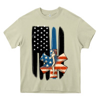 Mossy ems american flag Heavy Core Tee - MaliasSmallBusiness