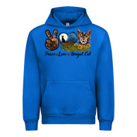 Cobalt Peace Love Bengal Cat Head Urban Hoodie - LillyAllenDesigns