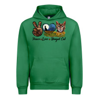 Emerald Peace Love Bengal Cat Head Urban Hoodie - LillyAllenDesigns
