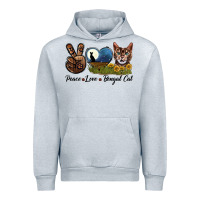 Heather Grey Peace Love Bengal Cat Head Urban Hoodie - LillyAllenDesigns