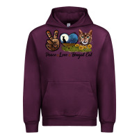 Mauve Wine Peace Love Bengal Cat Head Urban Hoodie - LillyAllenDesigns