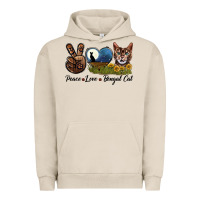 Pigment French Oak Peace Love Bengal Cat Head Urban Hoodie - LillyAllenDesigns