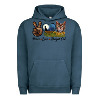 Pigment Midnight Navy Peace Love Bengal Cat Head Urban Hoodie - LillyAllenDesigns