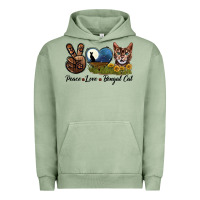 Pigment Oil Green Peace Love Bengal Cat Head Urban Hoodie - LillyAllenDesigns