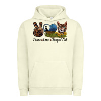 Pigment Pistachio Peace Love Bengal Cat Head Urban Hoodie - LillyAllenDesigns