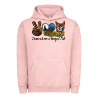 Pigment Salmon Peace Love Bengal Cat Head Urban Hoodie - LillyAllenDesigns