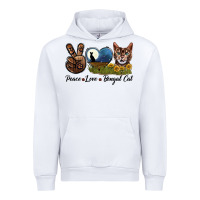 White Peace Love Bengal Cat Head Urban Hoodie - LillyAllenDesigns