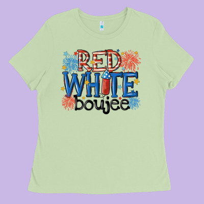 Red White Boujee Ladies Tee Designed By Maliassmallbusiness