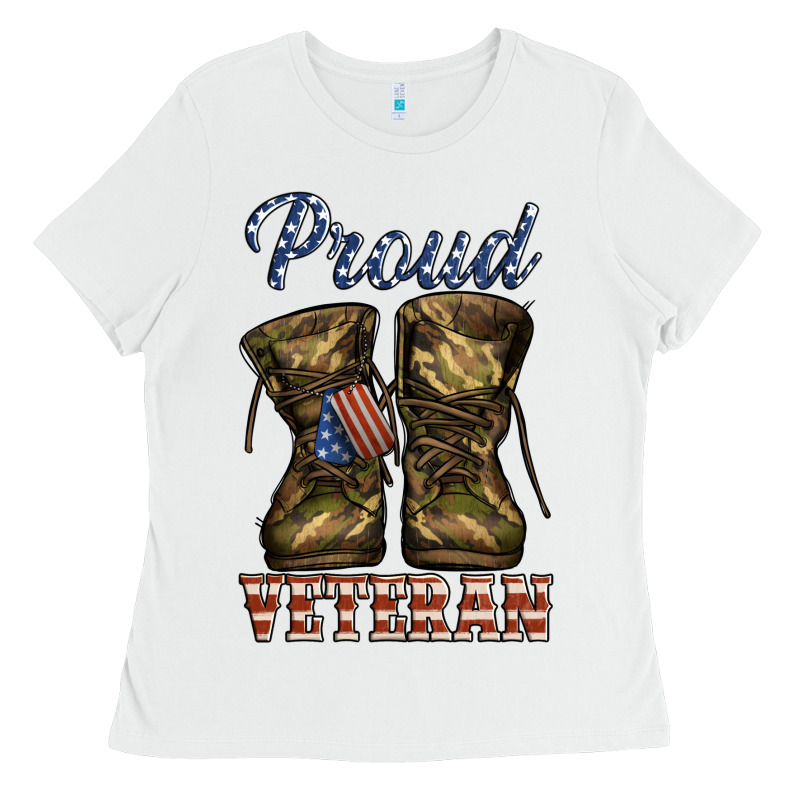 Proud Veteran Camo Shoes Ladies Tee by Jasminsmagicworld | Teevron