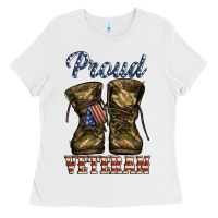 White proud veteran camo shoes Ladies Tee - Jasminsmagicworld