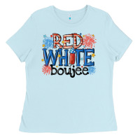 Baby Blue red white boujee Ladies Tee - MaliasSmallBusiness