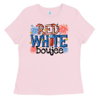 Bubblegum Pink red white boujee Ladies Tee - MaliasSmallBusiness