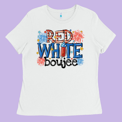 Red White Boujee Ladies Tee Designed By Maliassmallbusiness