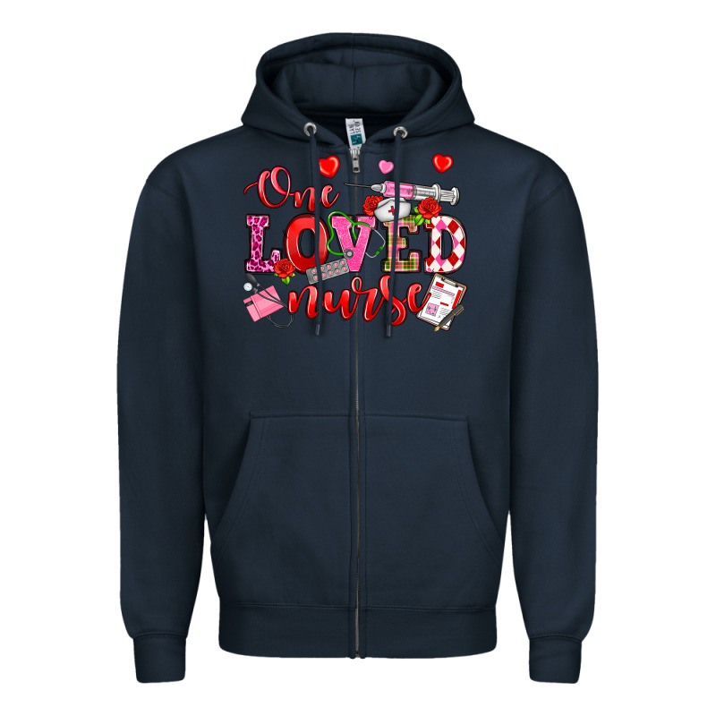 One Loved Nurse Valentine's Day Zipper Hoodie by OliviaCreatesArt | Teevron