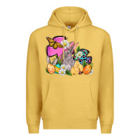 Antique Gold Easter rabbits and cross Premium Hoodie - OliviaCreatesArt