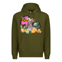 Army Green Easter rabbits and cross Premium Hoodie - OliviaCreatesArt