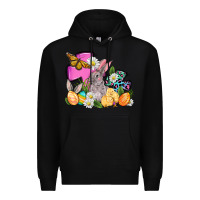 Black Easter rabbits and cross Premium Hoodie - OliviaCreatesArt