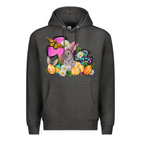 Charcoal Heather Easter rabbits and cross Premium Hoodie - OliviaCreatesArt