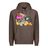 Coffee Easter rabbits and cross Premium Hoodie - OliviaCreatesArt