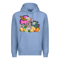 Colony Blue Easter rabbits and cross Premium Hoodie - OliviaCreatesArt