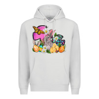 Dove Grey Easter rabbits and cross Premium Hoodie - OliviaCreatesArt
