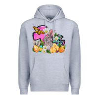 Heather Grey Easter rabbits and cross Premium Hoodie - OliviaCreatesArt