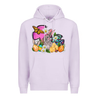 Lilac Easter rabbits and cross Premium Hoodie - OliviaCreatesArt