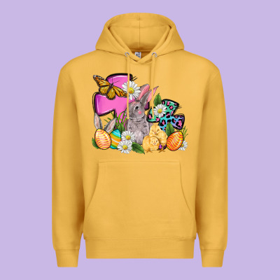 Easter Rabbits And Cross Premium Hoodie Designed By Oliviacreatesart
